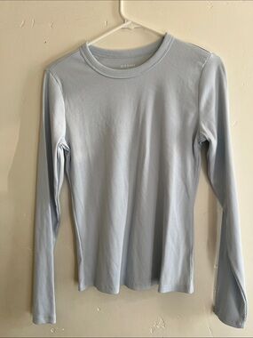 Old Navy Pale Blue Ribbed Crewneck Long Sleeve Top